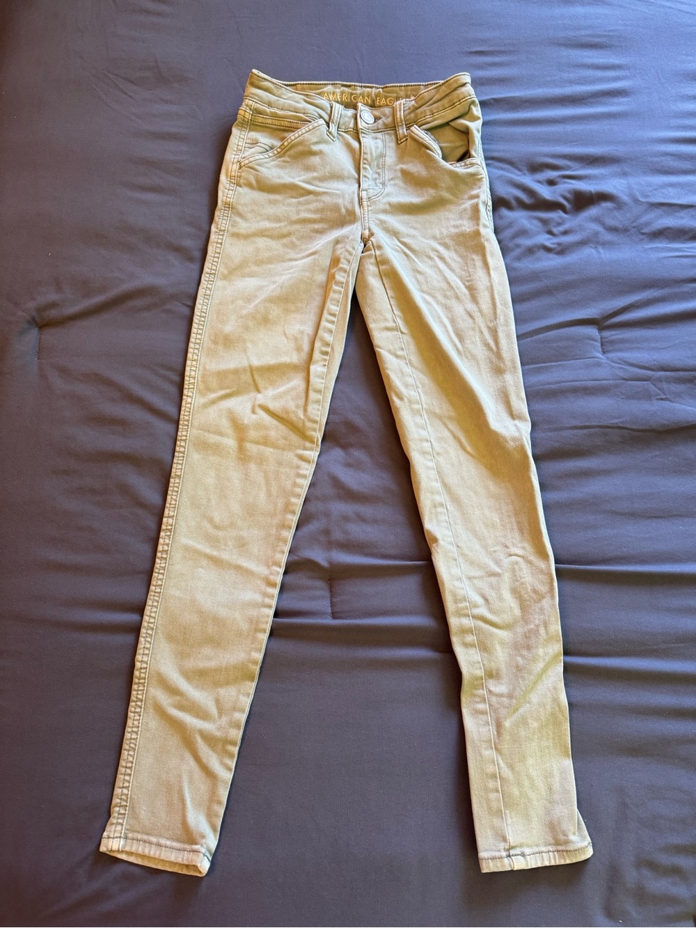American Eagle Olive Green High-Rise Skinny Jeans